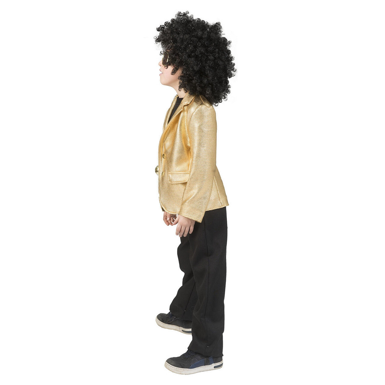 Op deze afbeelding zie je een Kostuums, van het merk Funny Fashion. Disco Fever Popster Jas Goud Kind