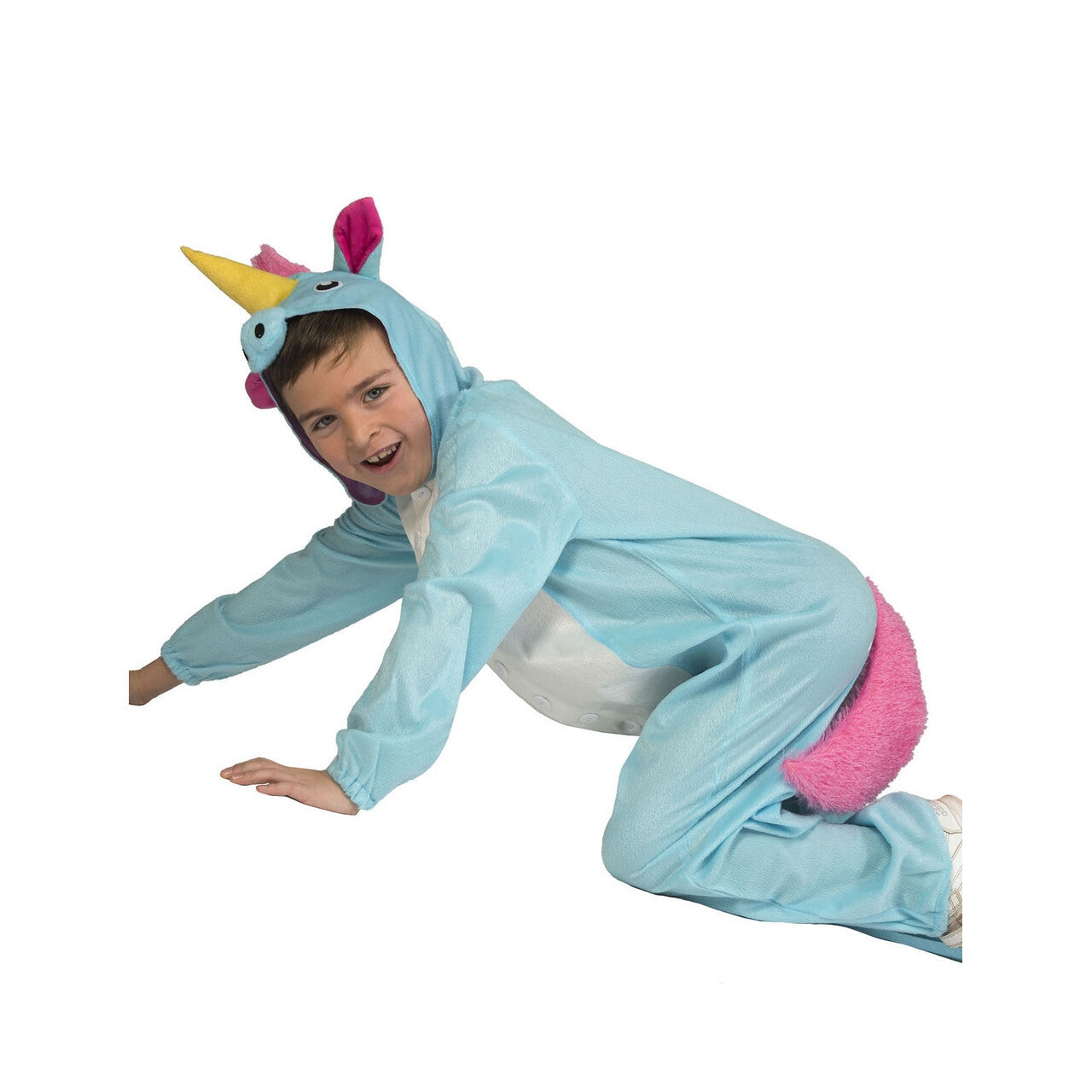 Op deze afbeelding zie je een Kostuums, van het merk Funny Fashion. Zeldzame Blauwe Eenhoorn Kind Kostuum