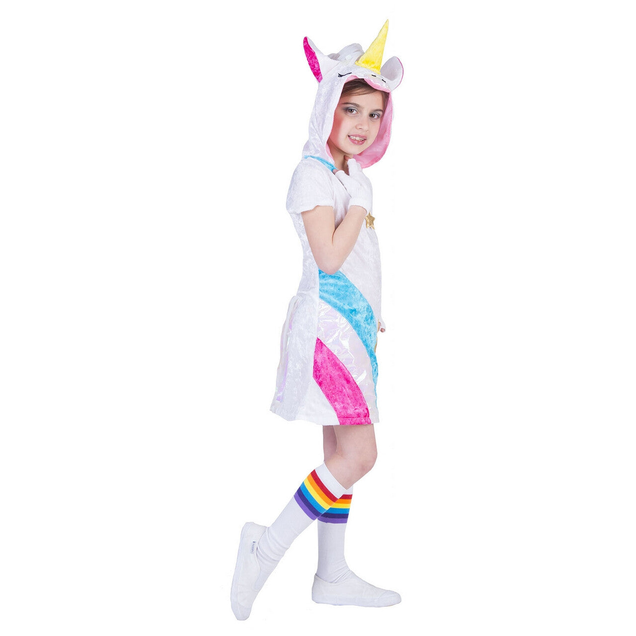 Op deze afbeelding zie je een Kostuums, van het merk Funny Fashion. Fantasie Eenhoorn Gouden Ster Meisje Kostuum