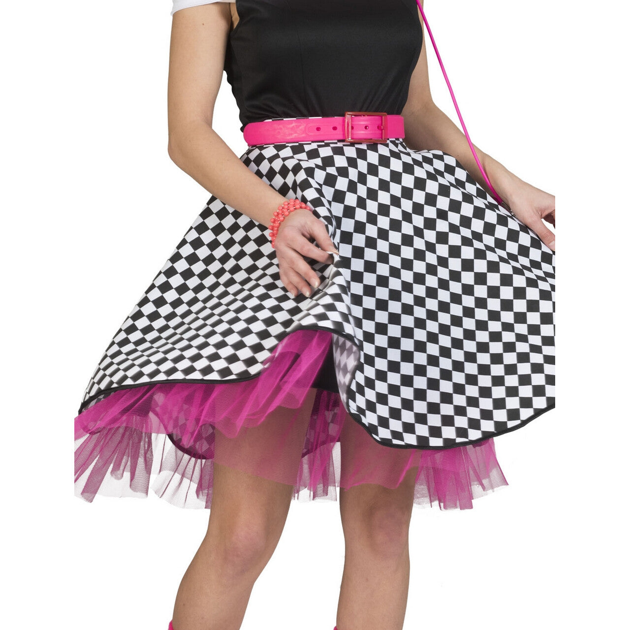 Op deze afbeelding zie je een Kostuums, van het merk Funny Fashion. Rockn Roll Rok Zwart Witte Blokjes Vrouw