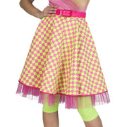 Op deze afbeelding zie je een Kostuums, van het merk Funny Fashion. Rockn Roll Rok Groen Roze Blokjes Vrouw