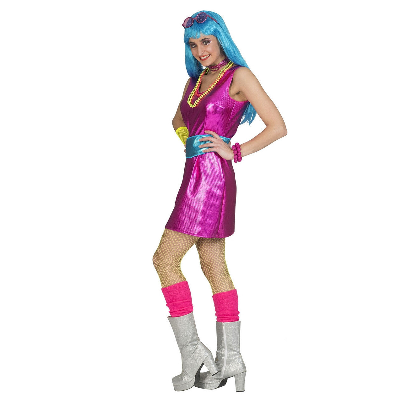 Op deze afbeelding zie je een Kostuums, van het merk Funny Fashion. Lekker Knal Kleurtje Disco Vrouw Kostuum