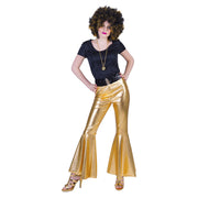 Op deze afbeelding zie je een Kostuums, van het merk Funny Fashion. Disco Fever Broek Glinsterend Goud Vrouw