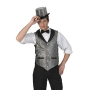 Op deze afbeelding zie je een Kostuums, van het merk Funny Fashion. Disco Malienkolder Gilet Zilver Man