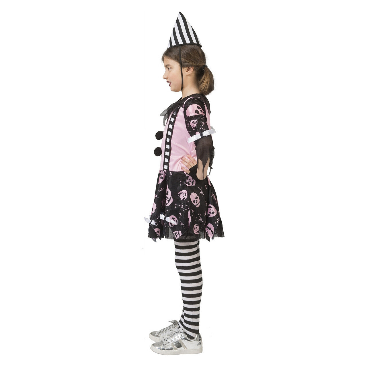 Op deze afbeelding zie je een Kostuums, van het merk Funny Fashion. Enge Clown Roze Schedels Meisje Kostuum