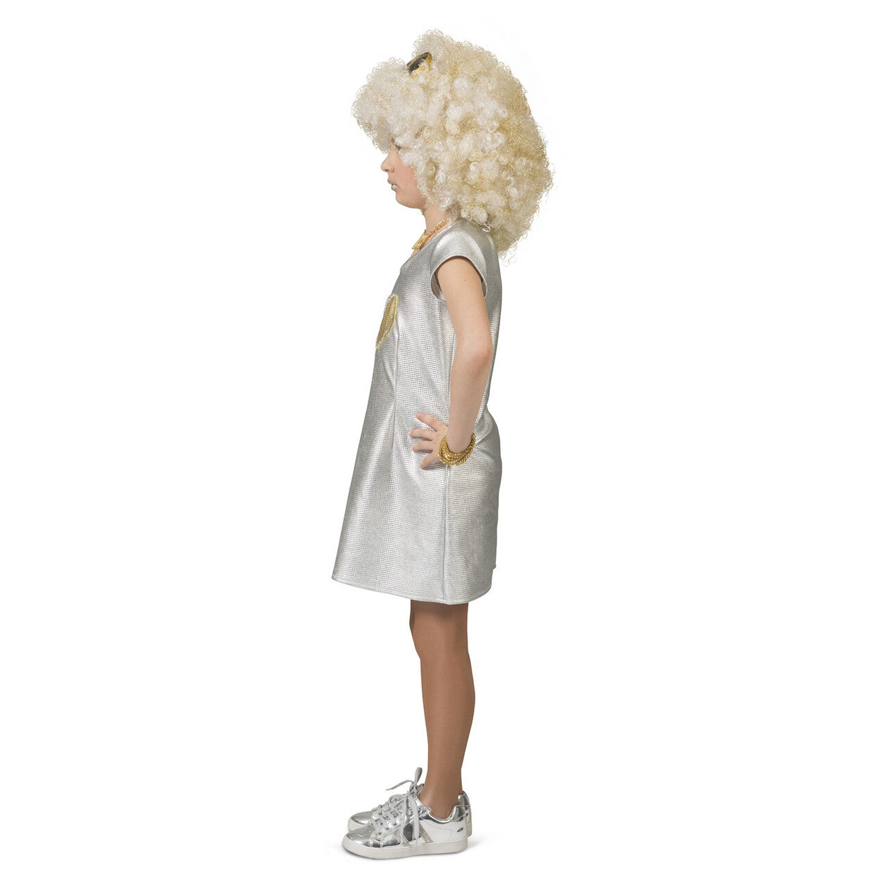 Op deze afbeelding zie je een Kostuums, van het merk Funny Fashion. Love Is Silver Jaren 70 Disco Meisje Kostuum