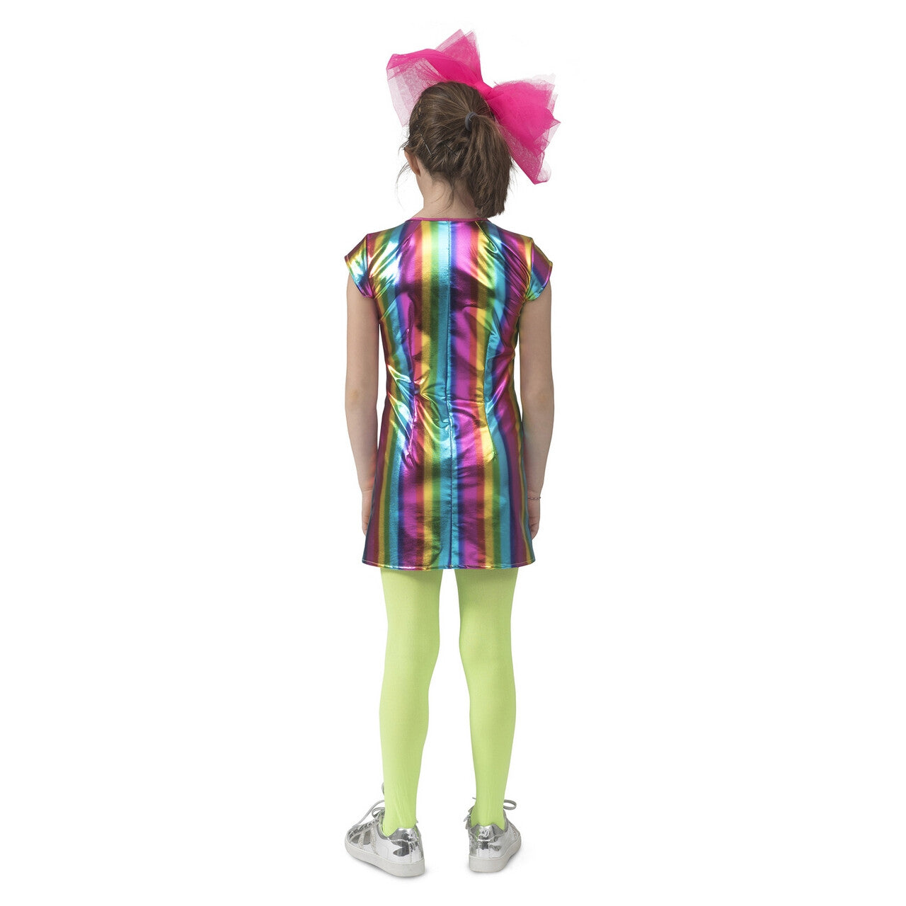 Op deze afbeelding zie je een Kostuums, van het merk Funny Fashion. Metallic Glanzende Regenboog Jaren 80 Meisje Kostuum