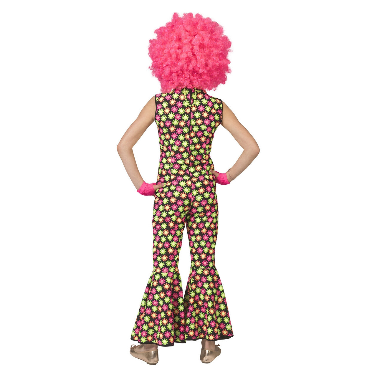 Op deze afbeelding zie je een Kostuums, van het merk Funny Fashion. Fluor Flower Power Goes Disco Meisje Kostuum