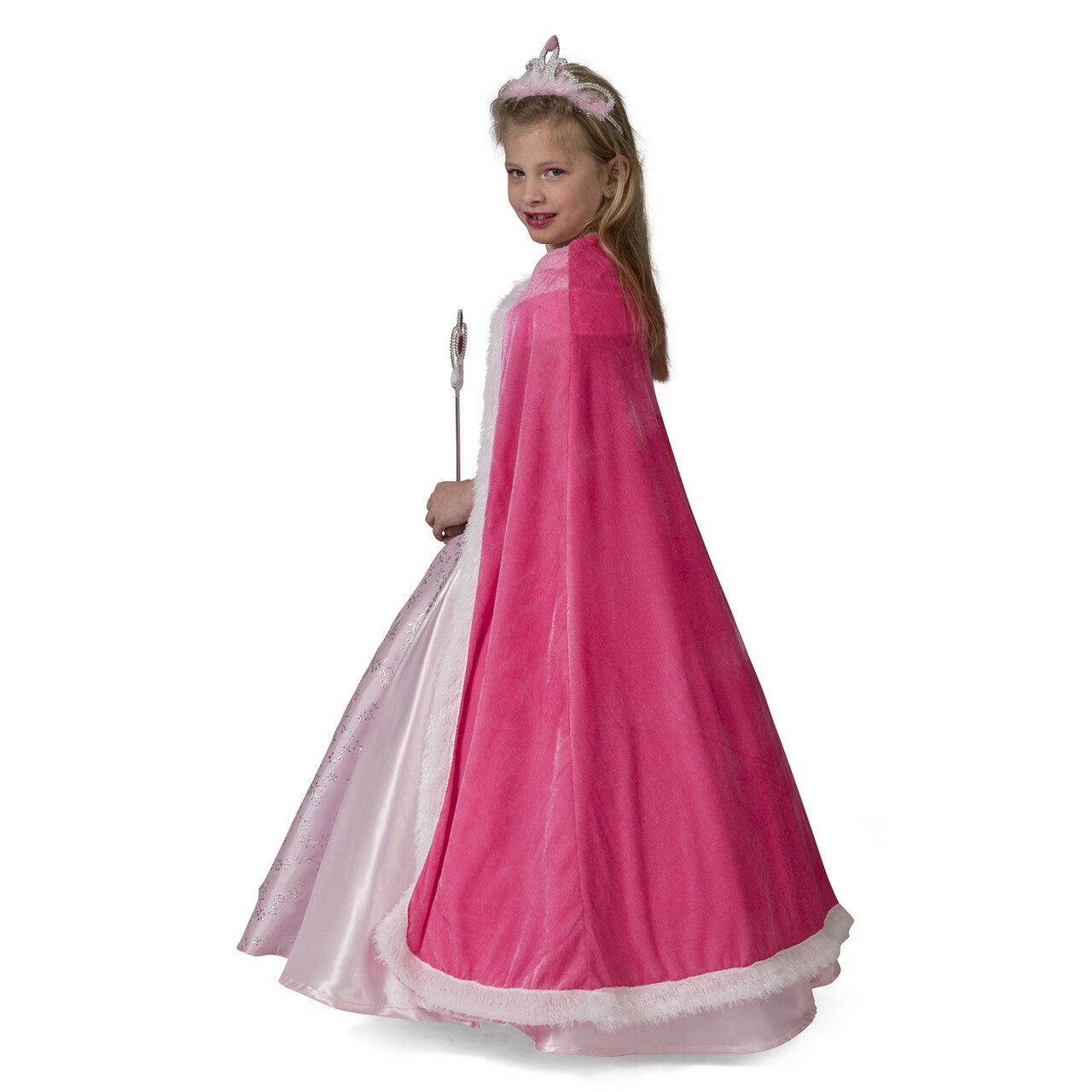Op deze afbeelding zie je een Kostuums, van het merk Funny Fashion. Queen Cape Pink Meisje