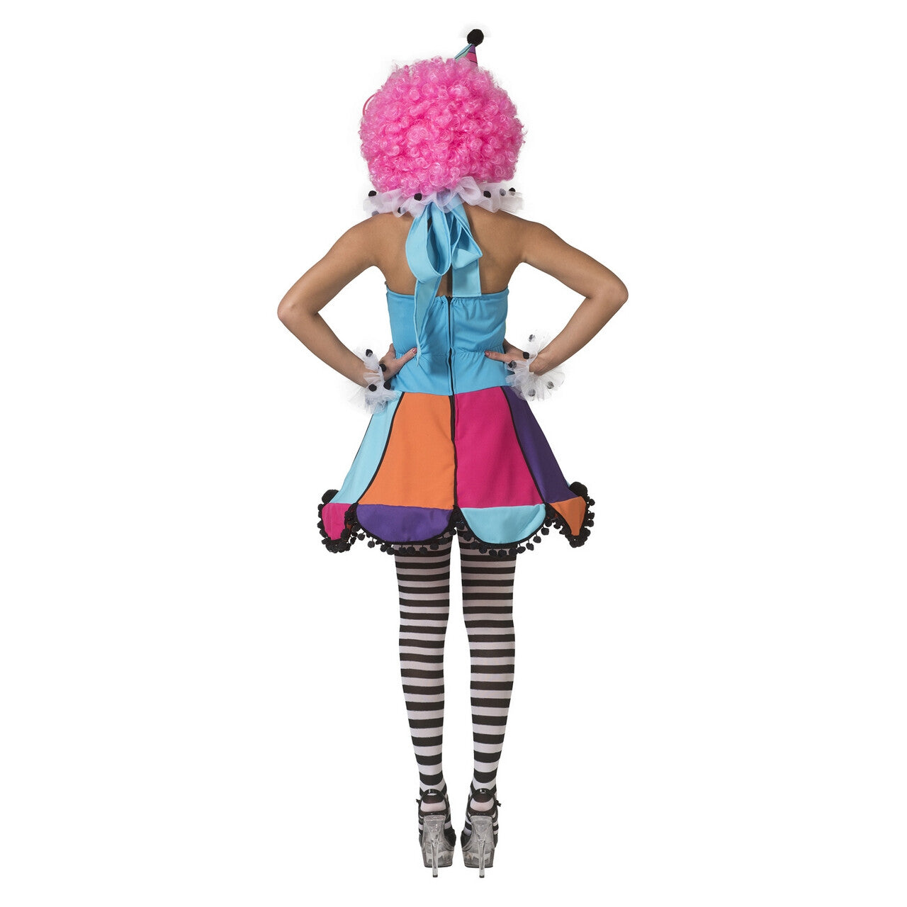 Op deze afbeelding zie je een Kostuums, van het merk Funny Fashion. Lollige Clown Circus Regenboog Vrouw Kostuum