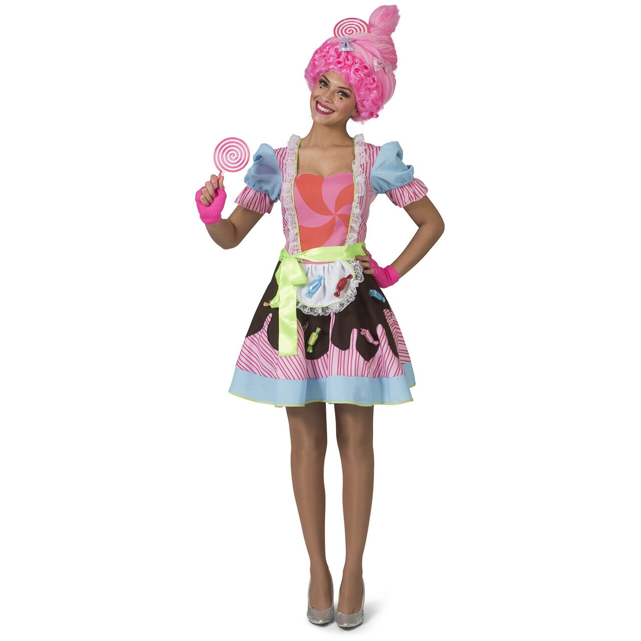 Op deze afbeelding zie je een Kostuums, van het merk Funny Fashion. Candy Snoepje Fantasy Vrouw Kostuum