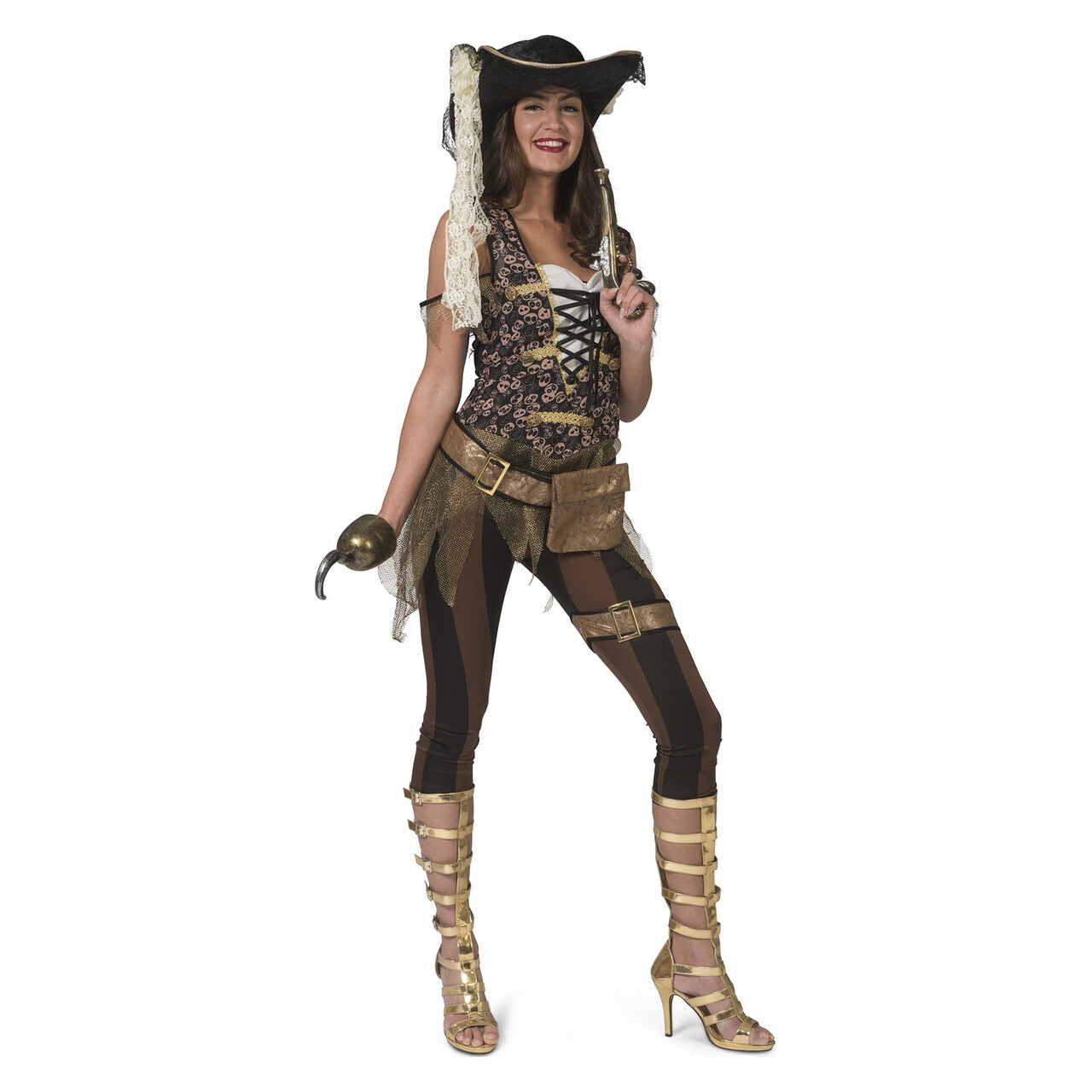 Op deze afbeelding zie je een Kostuums, van het merk Funny Fashion. Wreed Wrede Kaper Piraat Wendy Vrouw Kostuum