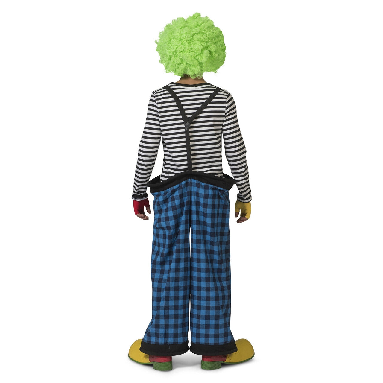 Op deze afbeelding zie je een Kostuums, van het merk Funny Fashion. Grote Gestikte Zakken Broek Clown August Blauw Zwarte Ruitjes Man