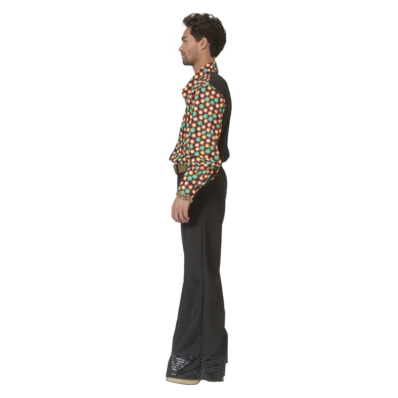 Op deze afbeelding zie je een Kostuums, van het merk Funny Fashion. Fluor Flower Power Goes Disco Shirt Man