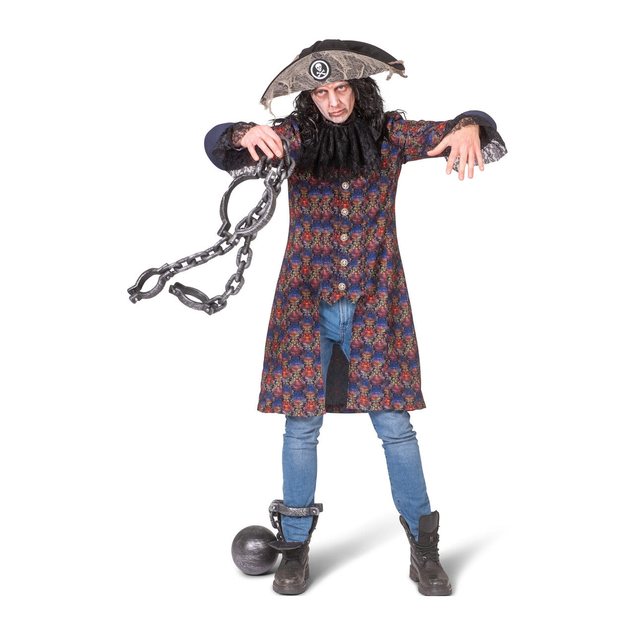 Op deze afbeelding zie je een Kostuums, van het merk Funny Fashion. Baroque Doodskop Jas Piraat Edward Man