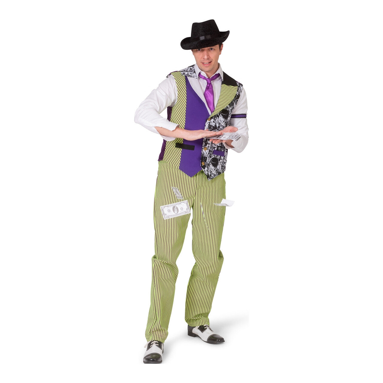 Op deze afbeelding zie je een Kostuums, van het merk Funny Fashion. Big Spender Casino Man Kostuum