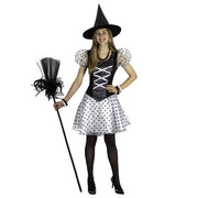 Op deze afbeelding zie je een Kostuums, van het merk Funny Fashion. Rock N Roll Heks Met Stippen Vrouw Kostuum