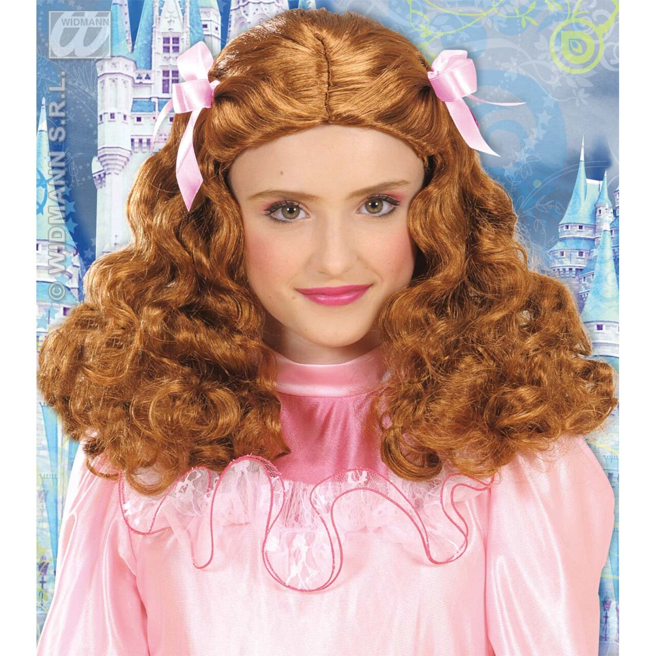 Op deze afbeelding zie je een Accessoires, van het merk Widmann. Pruik Prinses Bruin Met Lint
