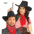 Zwarte Leren Cowboy Hoed Midden Westen