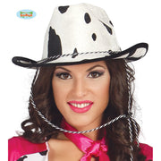 Op deze afbeelding zie je een Accessoires, van het merk Guirca. Koeienprint Cowgirl Hoed