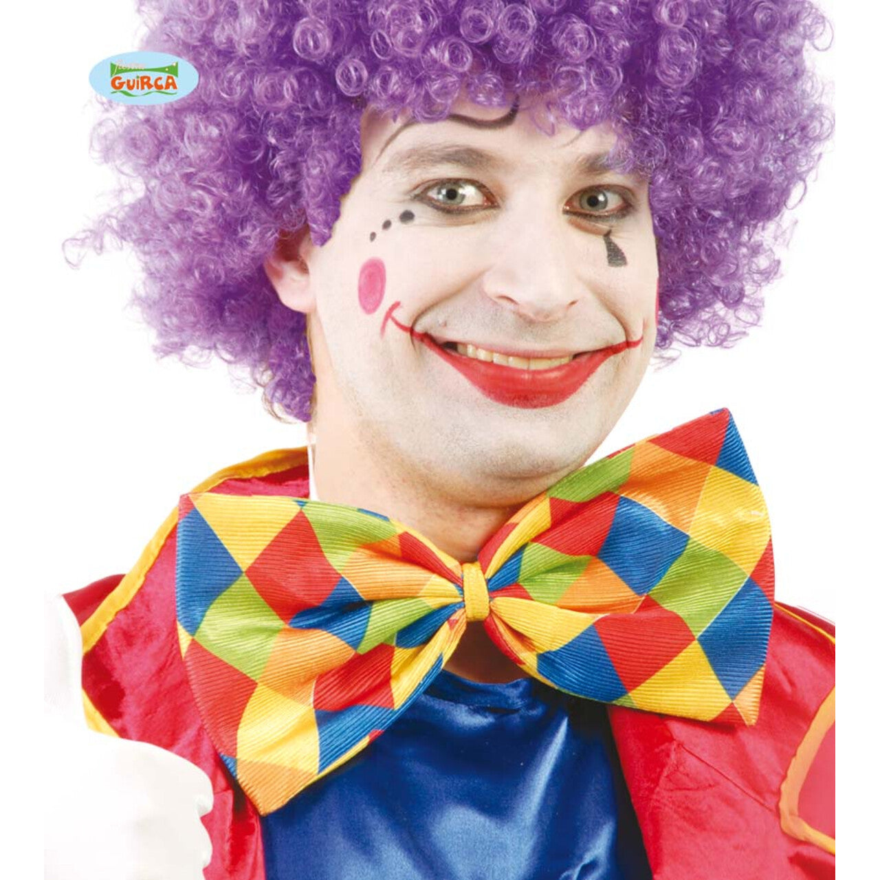 Op deze afbeelding zie je een Accessoires, van het merk Guirca. Geruite Vlinderdas Clown 30 Centimeter