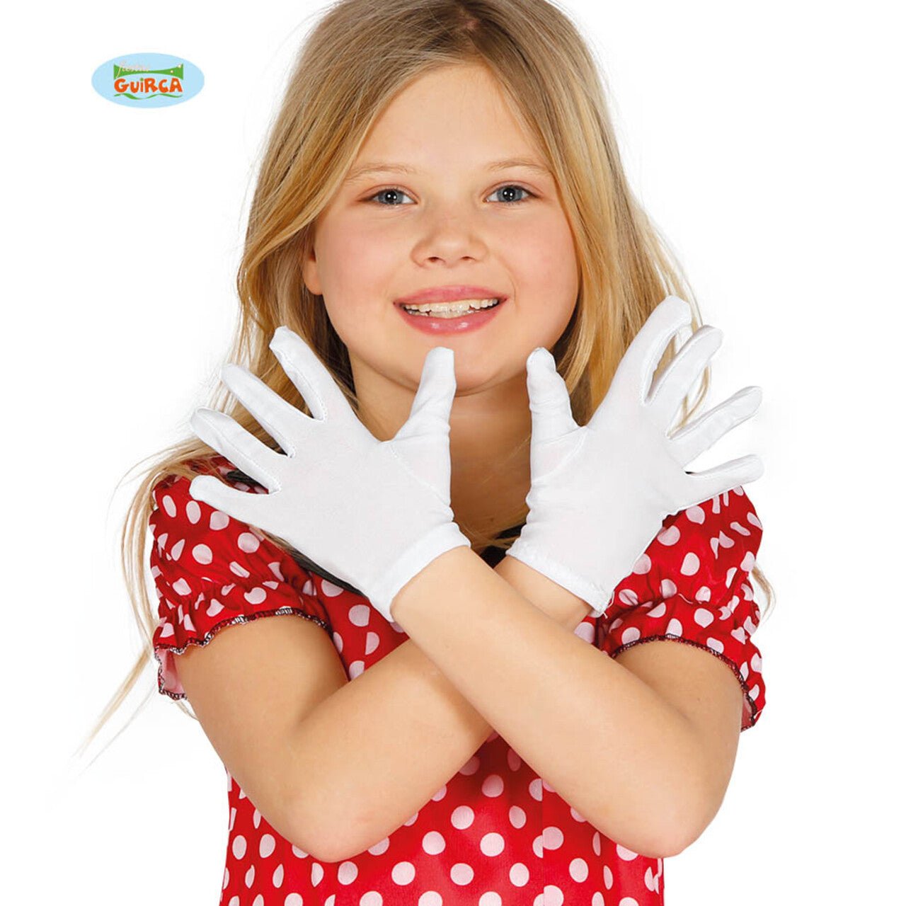 Op deze afbeelding zie je een Accessoires, van het merk Guirca. Korte Witte Handschoenen Kind 22 Centimeter