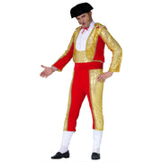 Op deze afbeelding zie je een Kostuums, van het merk Guirca. Miguel De Goud Rode Onverschrokken Stierenvechter Man Kostuum