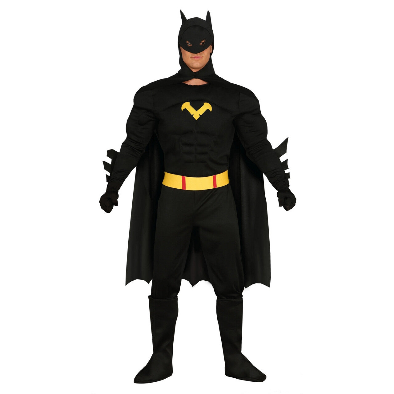 Op deze afbeelding zie je een Kostuums, van het merk Guirca. Zwart Batman Gotham Kostuum