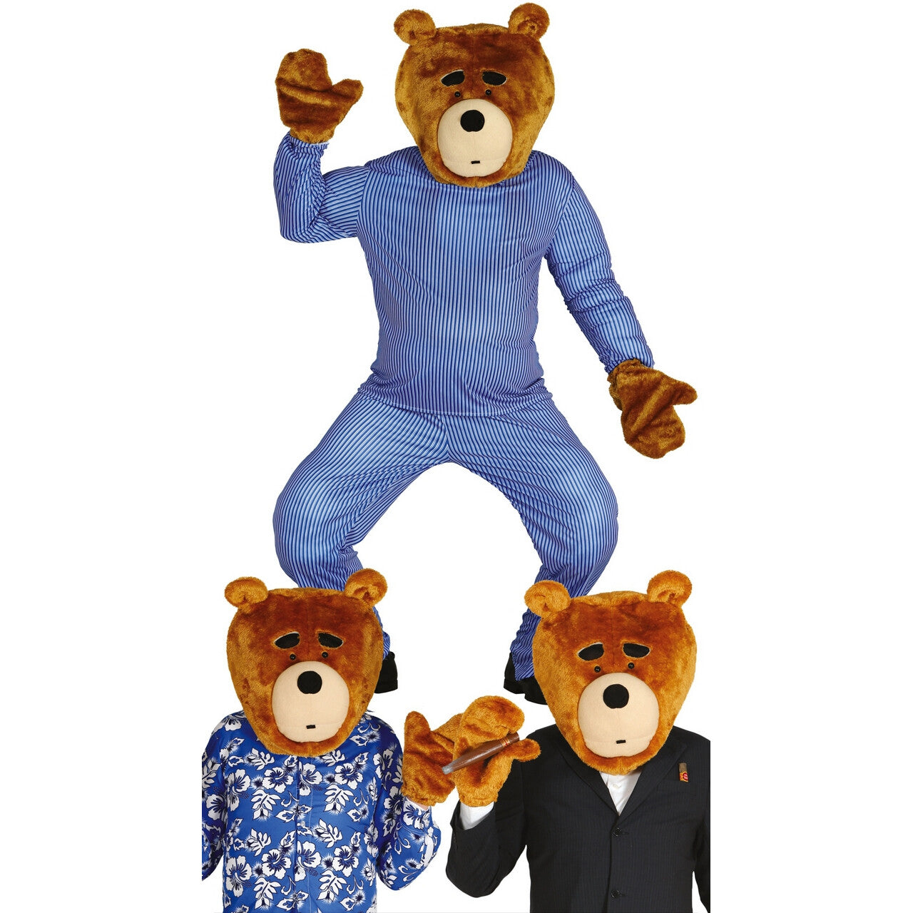 Op deze afbeelding zie je een Kostuums, van het merk Guirca. Knuffel Beer Hoofd En Handen Man