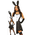Stout Zwart Wit Bunny Vrouw Kostuum