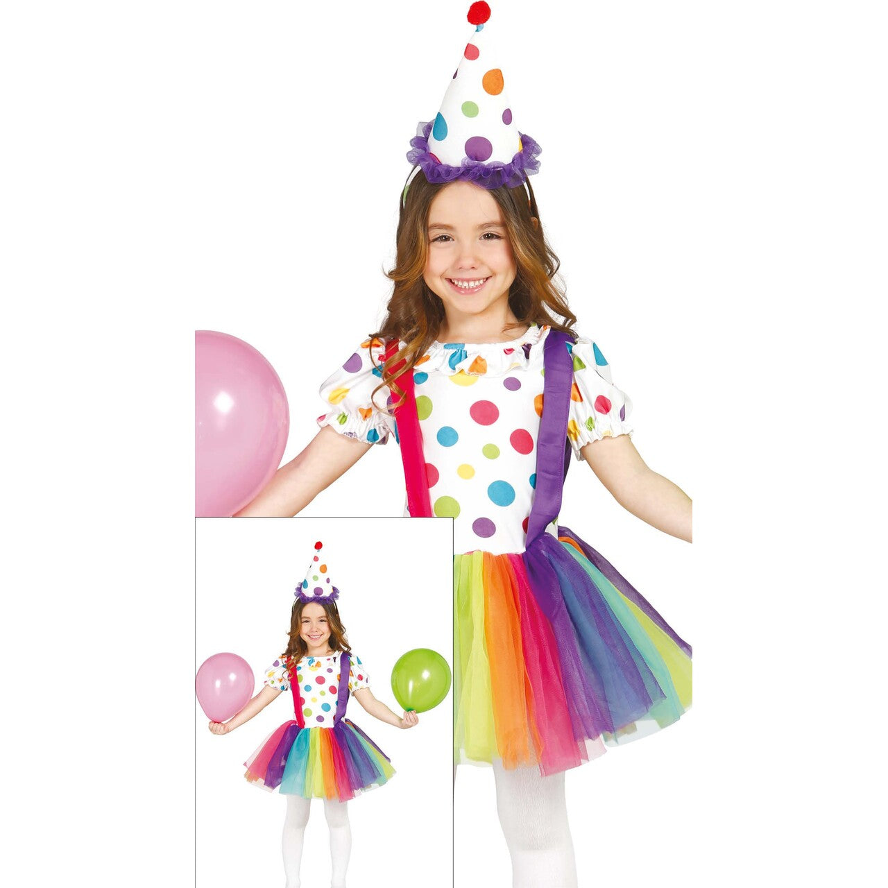 Op deze afbeelding zie je een Kostuums, van het merk Guirca. Snoezige Kleine Clown Meisje Kostuum