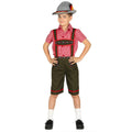 Groene Timo Tiroler Lederhose Met Rood Shirt Jongen Kostuum
