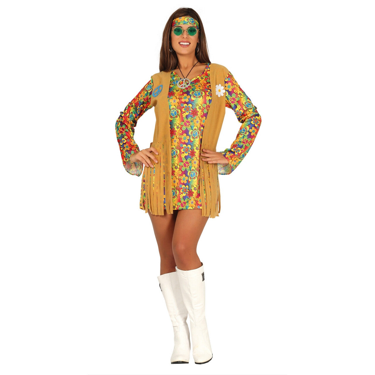 Op deze afbeelding zie je een Kostuums, van het merk Guirca. Hallucinerend Korte Hippie Jurk Vrouw