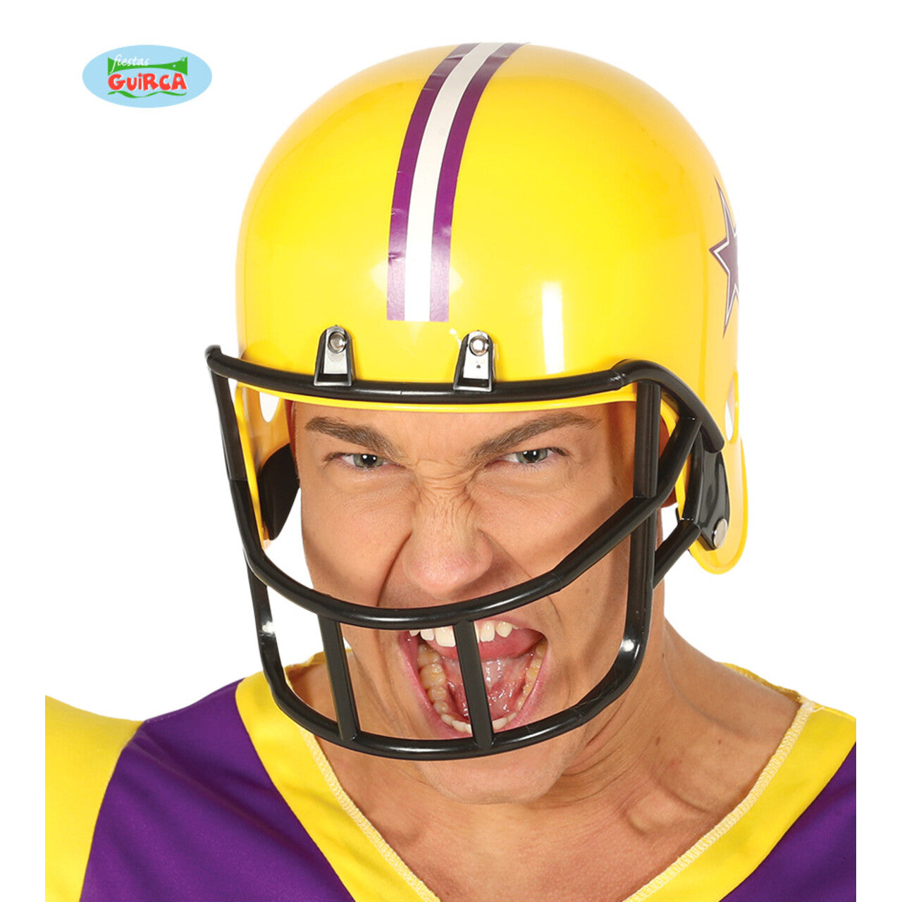 Op deze afbeelding zie je een Accessoires, van het merk Guirca. American Football Helm Lonely Star Geel