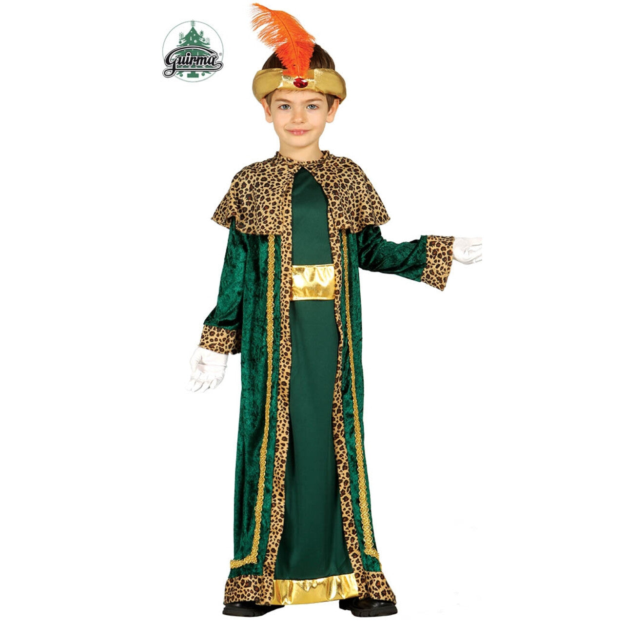 Op deze afbeelding zie je een Kostuums, van het merk Guirma. Drie Koningen Groen Baltasar Jongen Kostuum