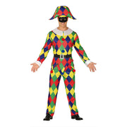 Op deze afbeelding zie je een Kostuums, van het merk Guirca. Kleurige Driehoekjes Harlekijn Man Kostuum