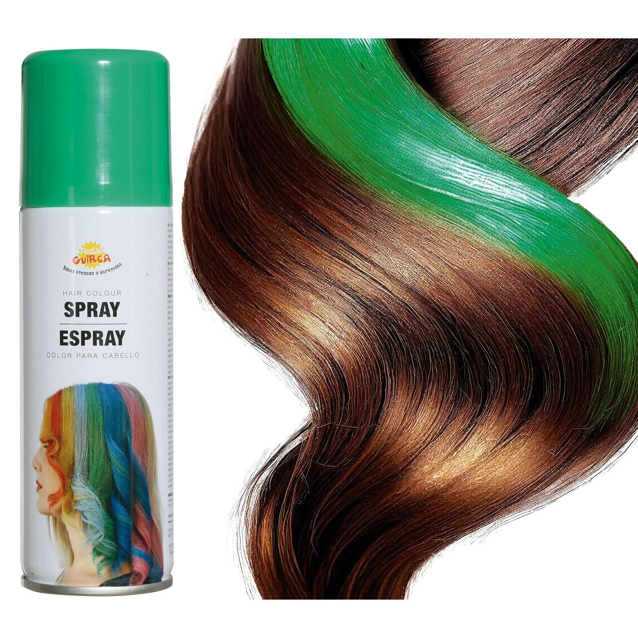 Op deze afbeelding zie je een Accessoires, van het merk Guirca. Fluorescerend Groene Haarspray