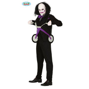 Op deze afbeelding zie je een Kostuums, van het merk Guirca. Saw Jigsaw Billy Moordenaar Met Driewieler Man Kostuum