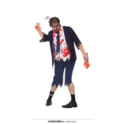 Op deze afbeelding zie je een Kostuums, van het merk Guirca. Zombie Scholier Verstoort De Les Man Kostuum