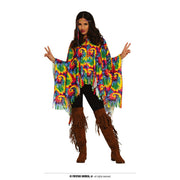 Op deze afbeelding zie je een Kostuums, van het merk Guirca. Kleurige Indianen Hippie Poncho Met Franjes