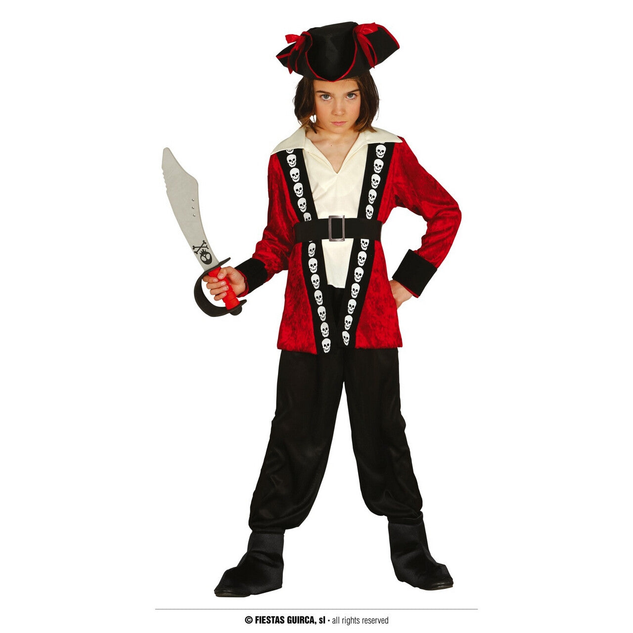 Op deze afbeelding zie je een Kostuums, van het merk Guirca. De Verschrikkelijke Koppenroller Piraat Jongen Kostuum