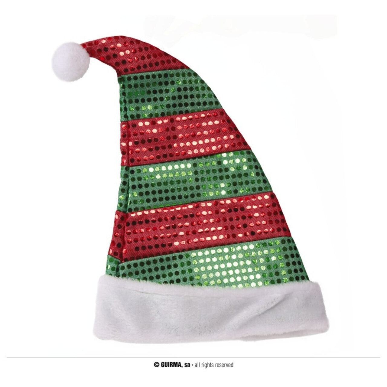 Op deze afbeelding zie je een Accessoires, van het merk Guirma. Disco Pailletten Kerst Muts Groen Rood
