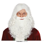 Op deze afbeelding zie je een Accessoires, van het merk Guirca. Basic Witte Pruik Met Grote Baard Kerstman Sinterklaas