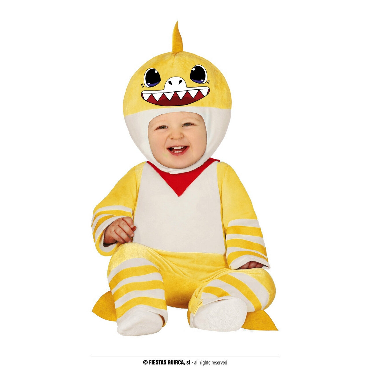 Op deze afbeelding zie je een Kostuums, van het merk Guirca. Gele Baby Haai In De Zee Kind Kostuum