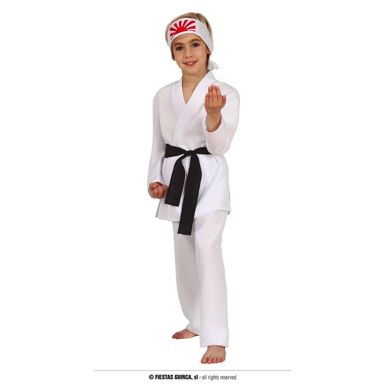 Op deze afbeelding zie je een Kostuums, van het merk Guirca. De Kraanvogel Karate Specialist Danielson Jongen Kostuum
