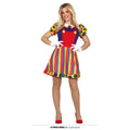 Altijd Lachen Gekleurde Gestreepte Clown Vrouw Kostuum