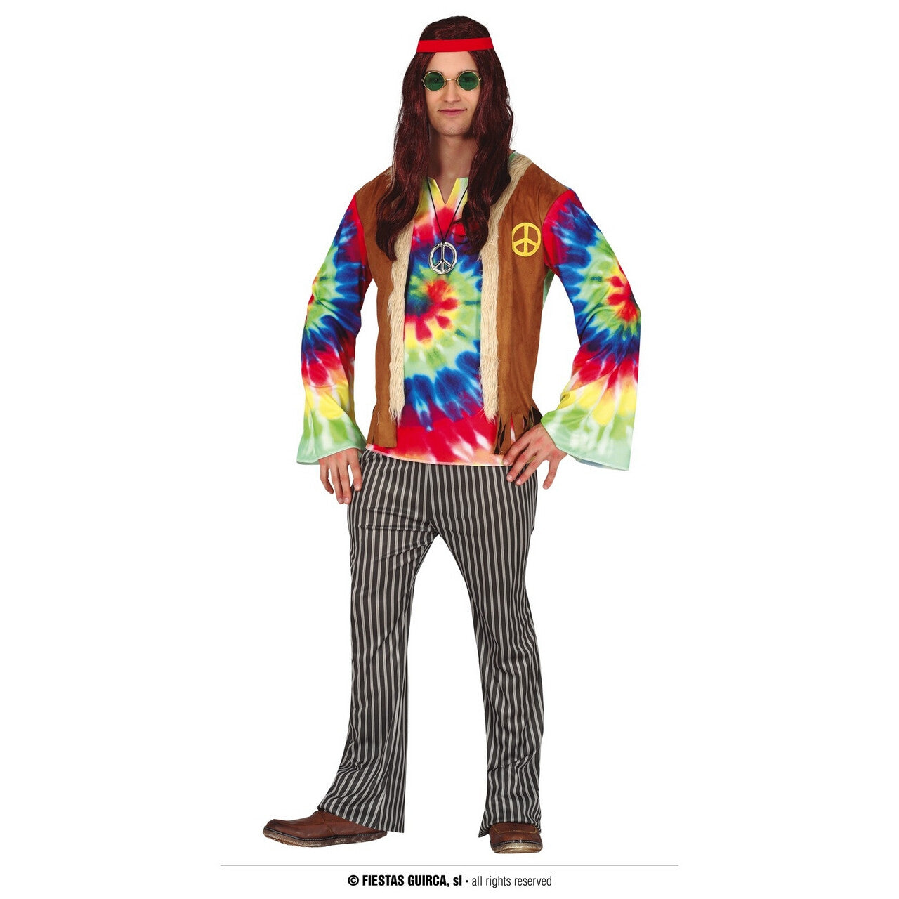 Op deze afbeelding zie je een Kostuums, van het merk Guirca. Hippe Hippie Tie Dye Man Kostuum