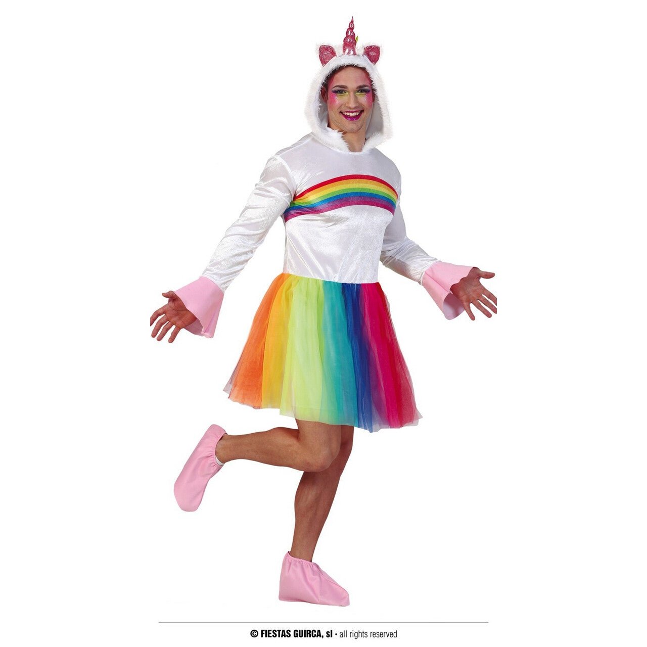 Op deze afbeelding zie je een Kostuums, van het merk Guirca. Fabulouscorn Regenboog Eenhoorn Man Kostuum