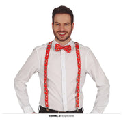 Op deze afbeelding zie je een Accessoires, van het merk Guirma. Sneeuwpop En Kerstboom Bretels Rood