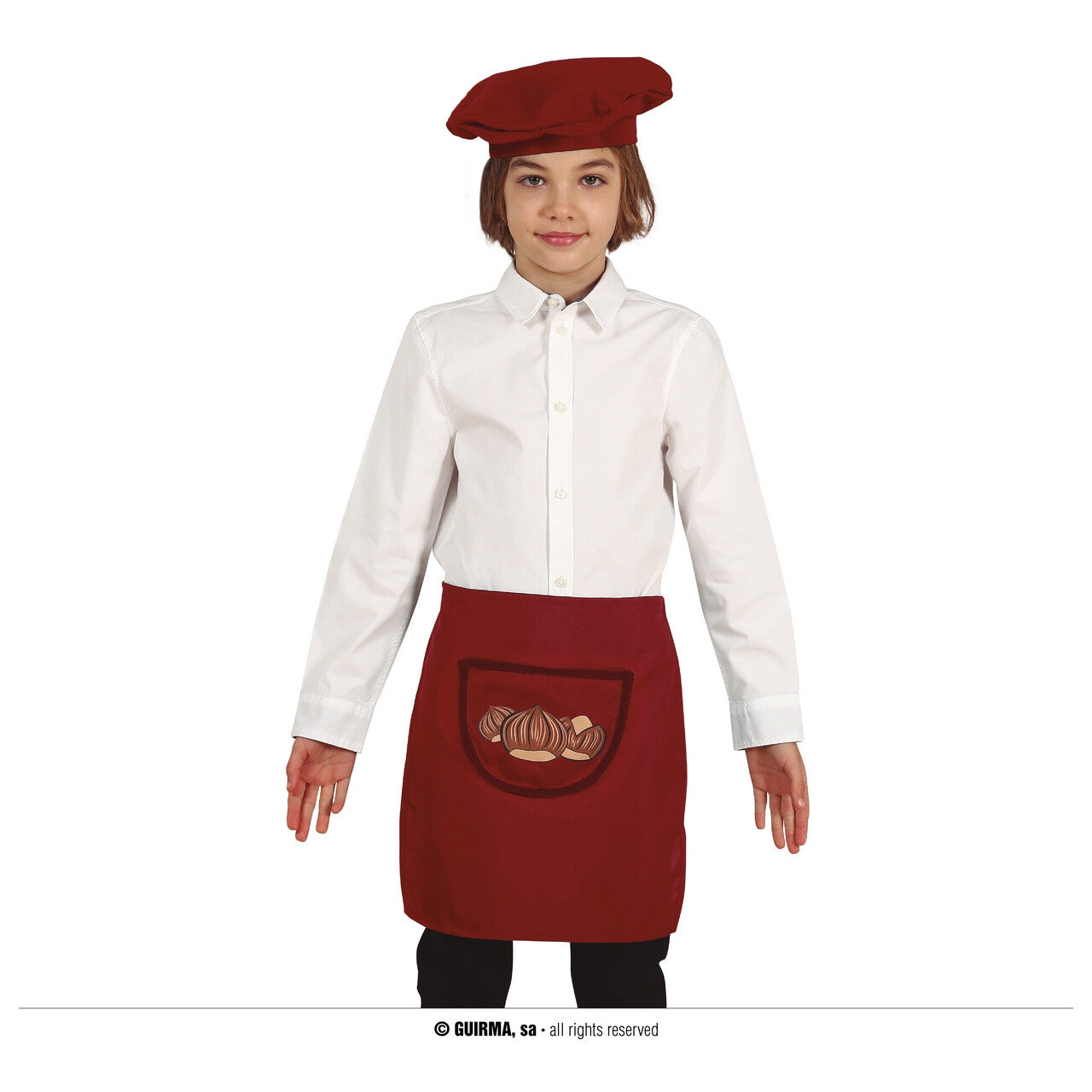 Op deze afbeelding zie je een Kostuums, van het merk Guirma. De Notenkraker Pasta Kok Kind Kostuum